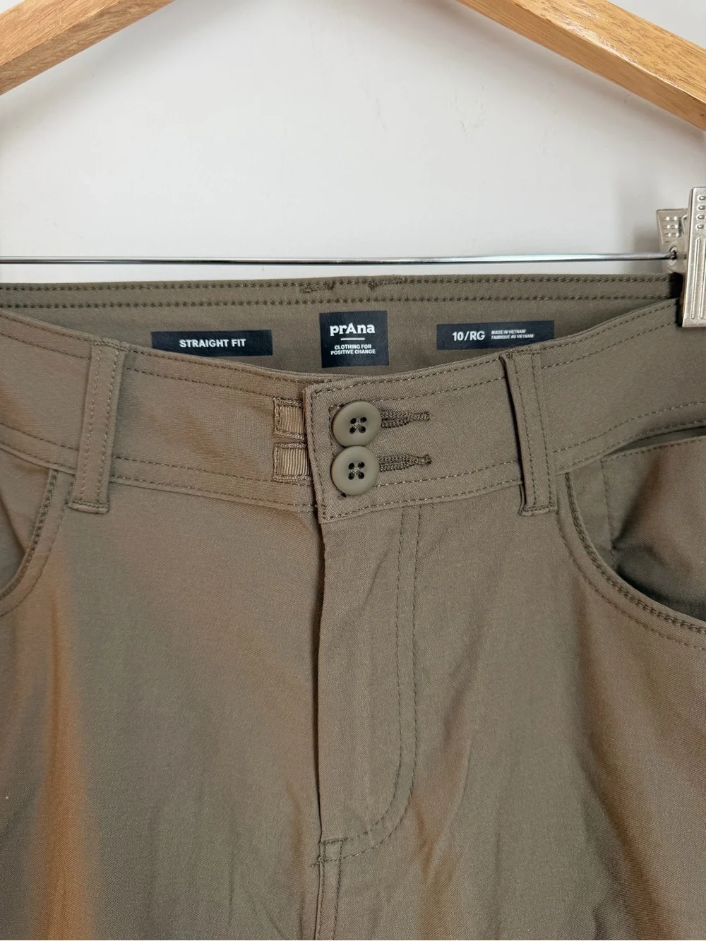 Prana Straight Fit Hiking Pants Women’s Size 10 Regular Green Stretch Outdoor - Picture 3 of 10